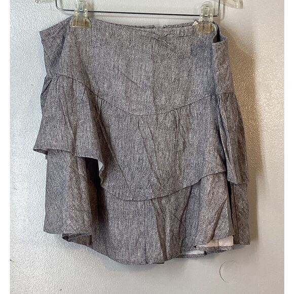 BCBGeneration Tiered Linen Blend Mini Skirt Black White XL NWT - Picture 2 of 9